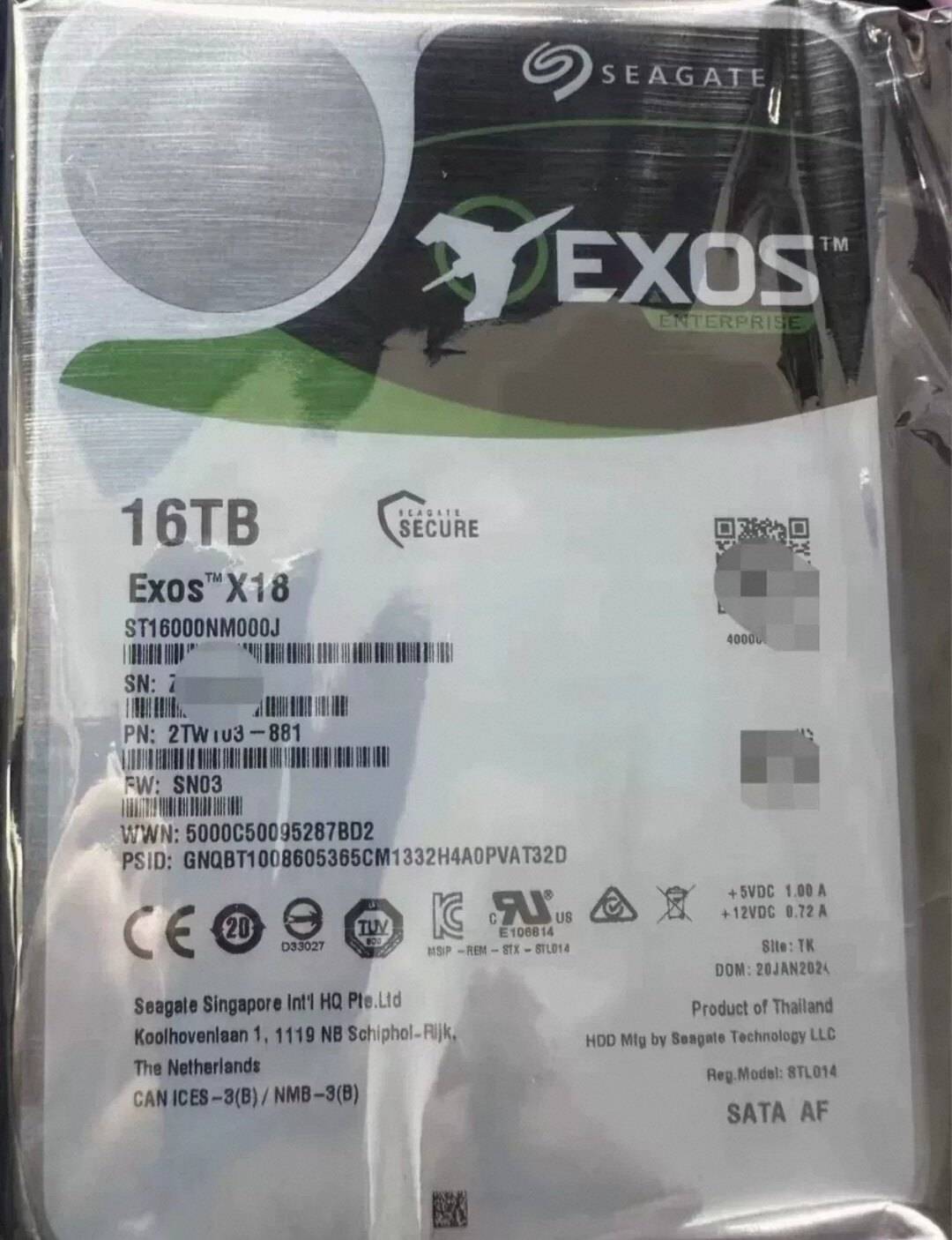 Used ST16000NM000J External Enterprise-level 16T Color Label
