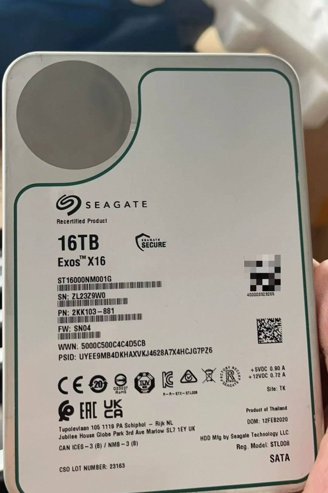 Used ST16000NM001G 16T External Used Enterprise-Class Hard Disk Color Label Disassembled