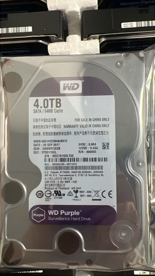 Purple 4TB Internal SATA Monitoring Hard Drive WD40EJRX-89T1XY0 3.5