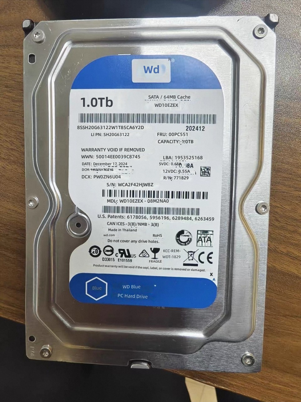 WD10EZEX 08WN4A0 1TB Internal Metal Mechanical Hard Drive 3.5-Inch Blue Series